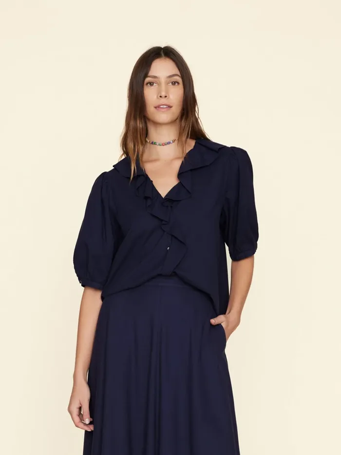 Tops Navy Caspia Top XRENA Women Tops Navy Caspia Top XRENA Women