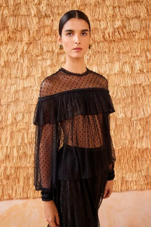 Tops Women Ulla Johnson Anelise Blouse Noir Tops Women Ulla Johnson Anelise Blouse Noir