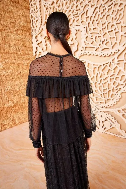 Tops Women Ulla Johnson Anelise Blouse Noir Tops Women Ulla Johnson Anelise Blouse Noir