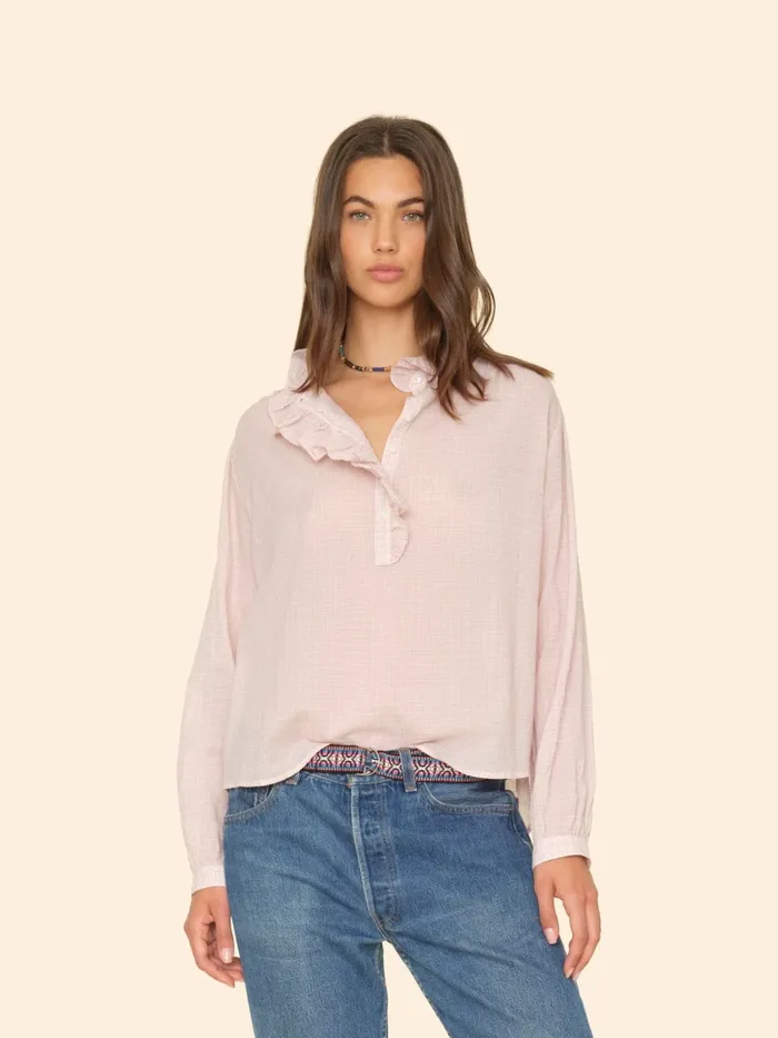 Tops XRENA Women Rose Petal Caspian Plaid Top