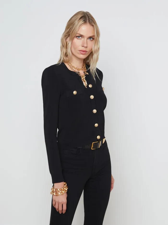 Toulouse Cardigan Black Women L039Agence Knitwear Toulouse Cardigan Black Women L039Agence Knitwear
