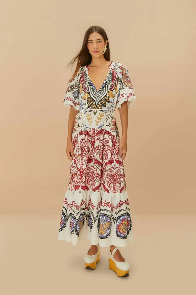Tropical Camafeu Boho Glam Lenzing Ecovero Euroflax Maxi Dress Women FARM Rio Maxi Dresses