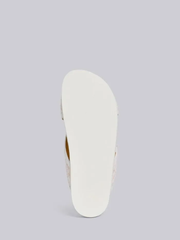 Tweed Enamel Buckle Criss Cross Sandal Light Pink Women Thom Browne Slippers and Sandals