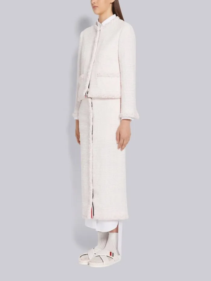 Tweed Enamel Buckle Criss Cross Sandal Light Pink Women Thom Browne Slippers and Sandals