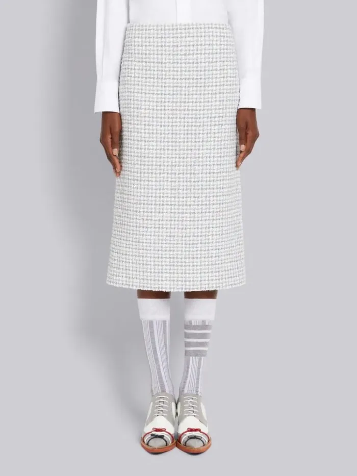 Tweed Low Rise Mid Calf Pencil Skirt Medium Grey Women Thom Browne Skirts