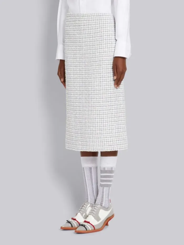 Tweed Low Rise Mid Calf Pencil Skirt Medium Grey Women Thom Browne Skirts