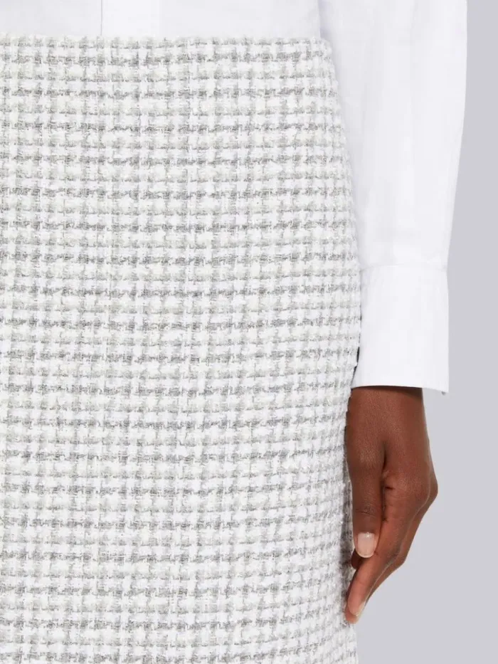 Tweed Low Rise Mid Calf Pencil Skirt Medium Grey Women Thom Browne Skirts