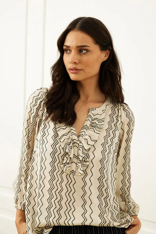 TWIST BLOUSE 16064 190 Nature 190 Women IN FRONT BLOUSES SHIRTS