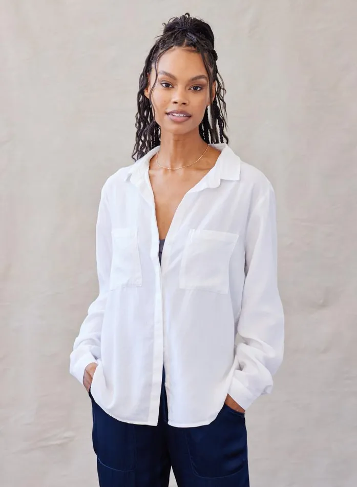 Two Pocket Classic Button Down 8211 White Women Bella Dahl Long Sleeve