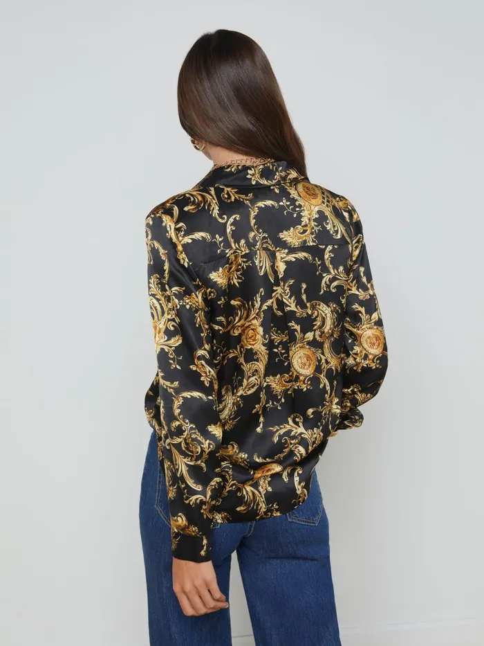 Tyler Silk Blouse Blackgold Barocco Swirl Women L039Agence Blouses and Tops Tyler Silk Blouse Blackgold Barocco Swirl Women L039Agence Blouses and Tops