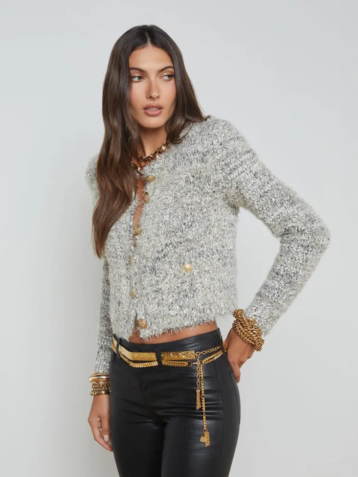 Una Cardigan Blackivorygold Multi Women L039Agence Knitwear Una Cardigan Blackivorygold Multi Women L039Agence Knitwear