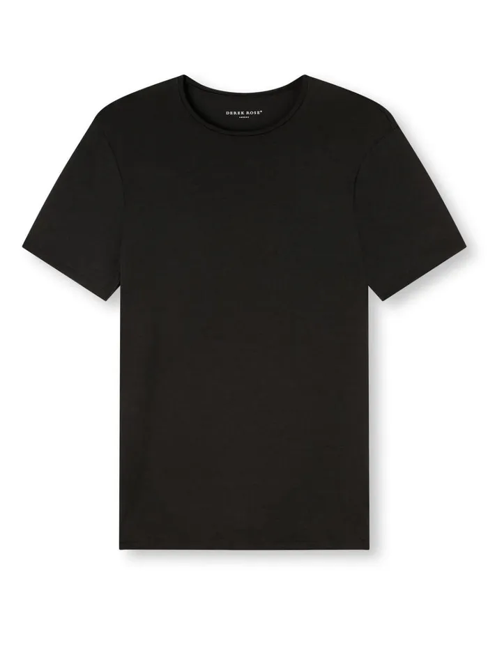 Underwear TShirts Men Derek Rose Underwear TShirt Alex Micro Modal Stretch Black