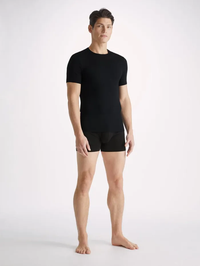 Underwear TShirts Men Derek Rose Underwear TShirt Alex Micro Modal Stretch Black