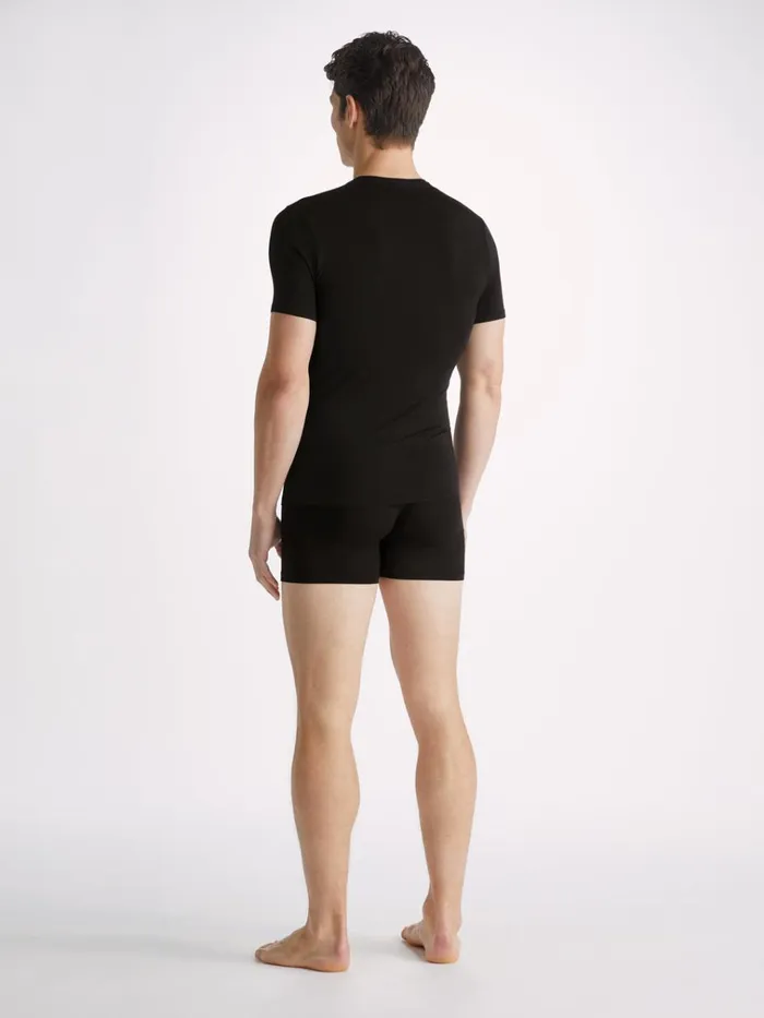Underwear TShirts Men Derek Rose Underwear TShirt Alex Micro Modal Stretch Black