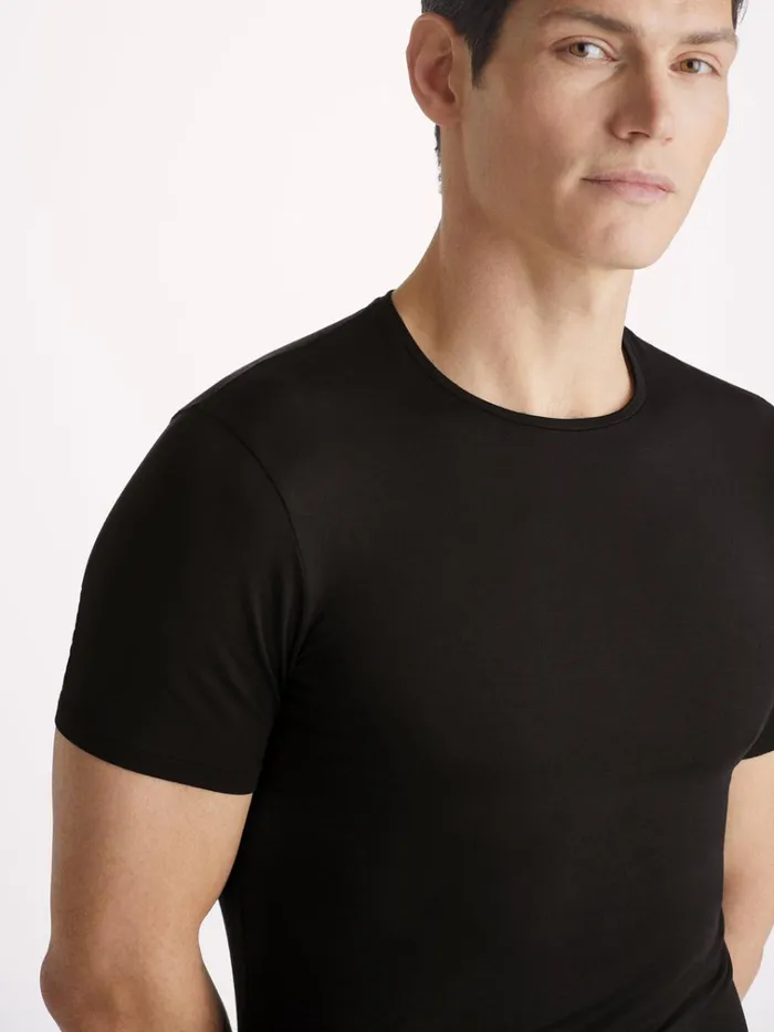 Underwear TShirts Men Derek Rose Underwear TShirt Alex Micro Modal Stretch Black