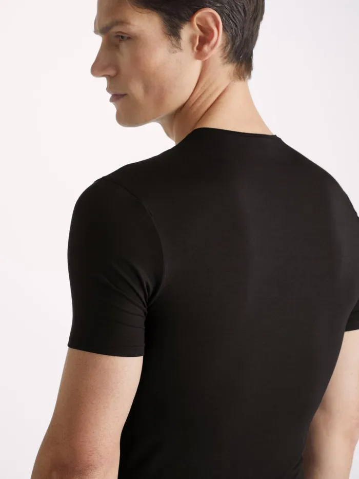 Underwear TShirts Men Derek Rose Underwear TShirt Alex Micro Modal Stretch Black