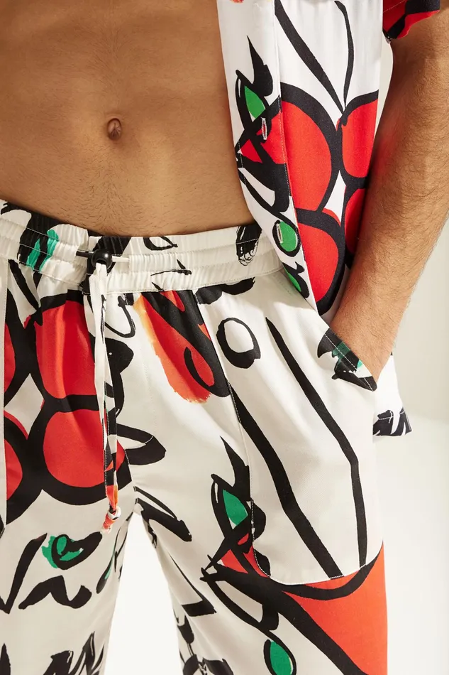 Unisex Bermudas With Drawstring And El Beso Print MensWomen Desigual Jeans and Pants