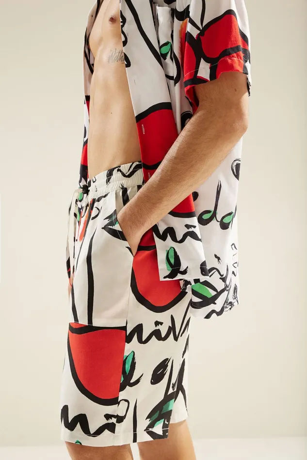 Unisex Bermudas With Drawstring And El Beso Print MensWomen Desigual Jeans and Pants