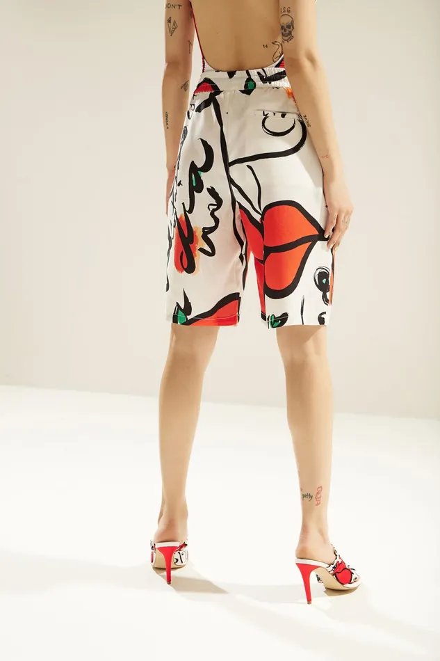 Unisex Bermudas With Drawstring And El Beso Print MensWomen Desigual Jeans and Pants