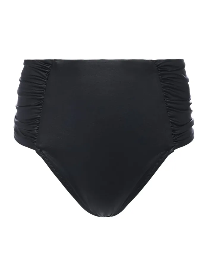 Vanessa Faux Leather Bikini Bottom Black Leather Women L039Agence Swimwear