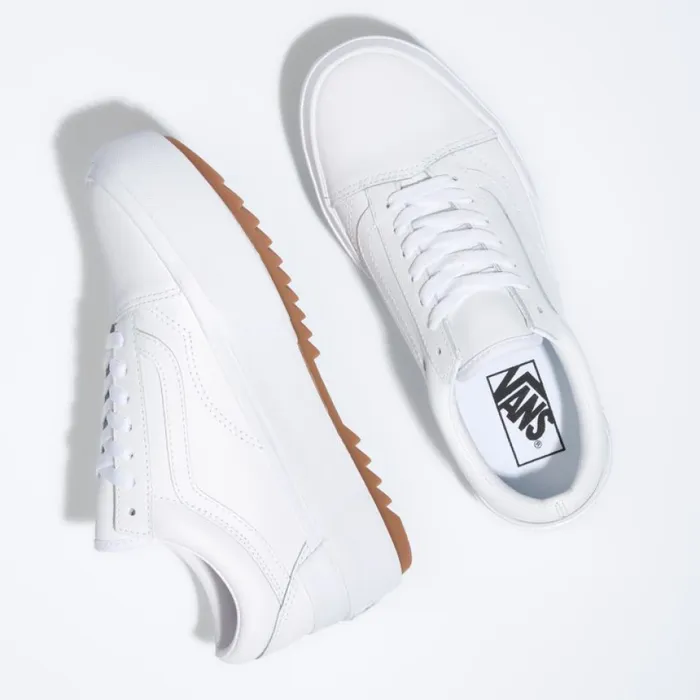Vans Classics Shoes Women Leather Old Skool Stacked True WhiteTrue White Vans Classics Shoes Women Leather Old Skool Stacked True WhiteTrue White
