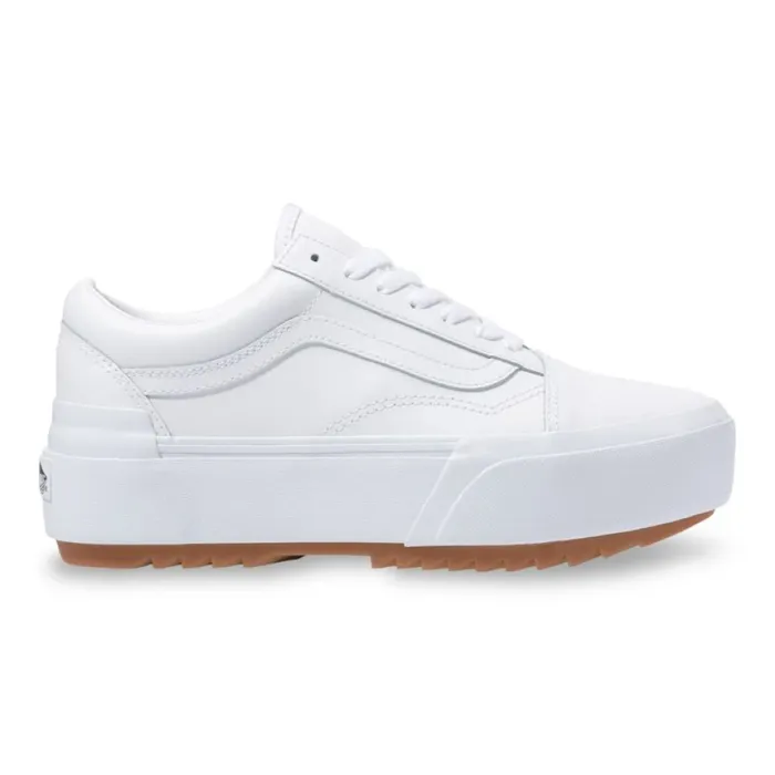 Vans Classics Shoes Women Leather Old Skool Stacked True WhiteTrue White Vans Classics Shoes Women Leather Old Skool Stacked True WhiteTrue White