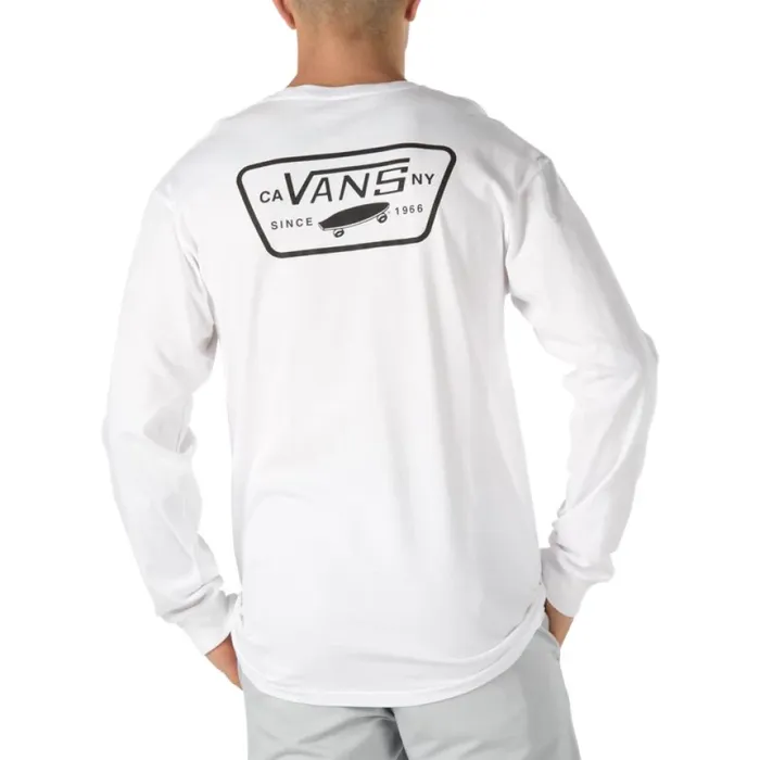 Vans Full Patch Back Long Sleeve TShirt WhiteBlack Men TShirts and Tanks