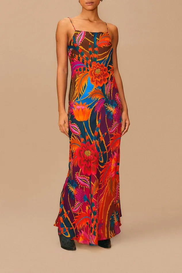 Vintage Wave Multicolor Lenzing Ecovero Viscose Maxi Dress Women FARM Rio Maxi Dresses