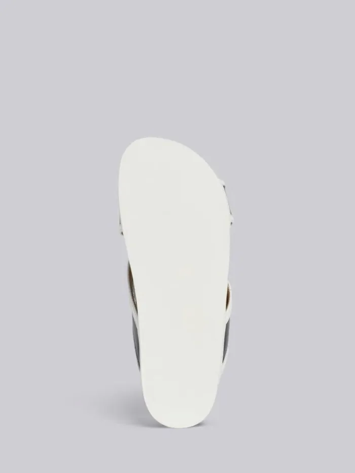 Vitello Calf Leather Enamel Buckle Criss Cross Sandal Navy Women Thom Browne Slippers and Sandals
