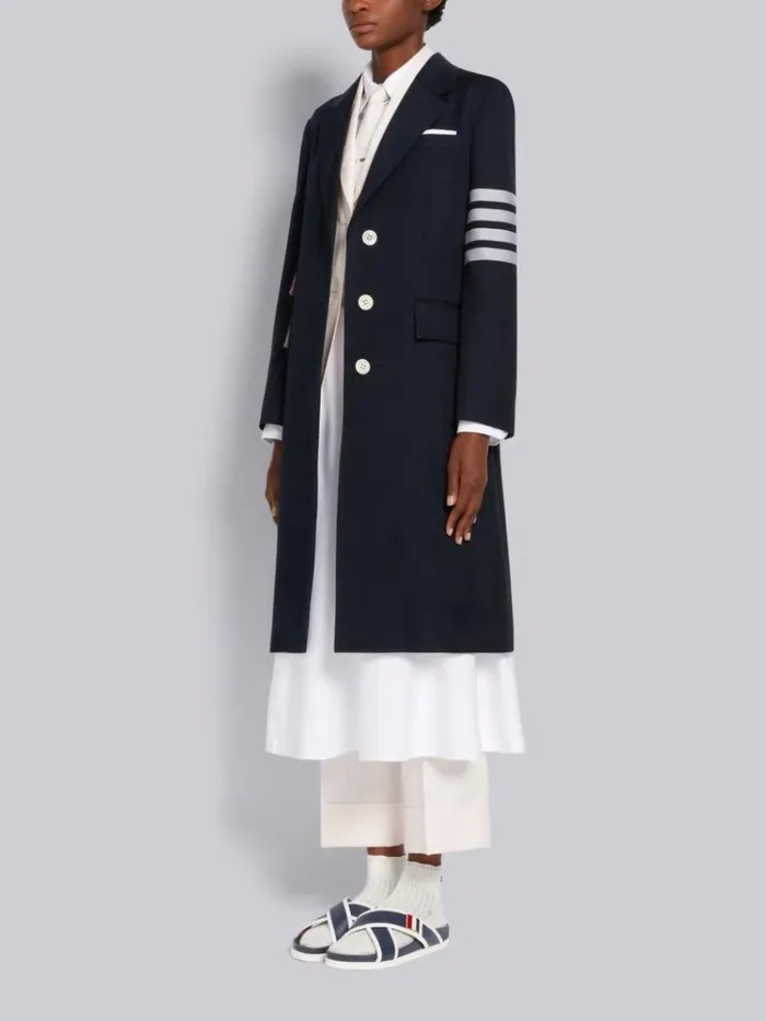 Vitello Calf Leather Enamel Buckle Criss Cross Sandal Navy Women Thom Browne Slippers and Sandals