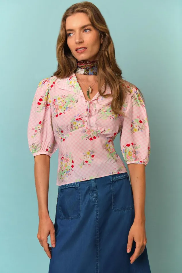 Warner Pink Check Vintage Bunch Women RIXO Tops