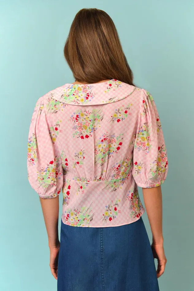 Warner Pink Check Vintage Bunch Women RIXO Tops Warner Pink Check Vintage Bunch Women RIXO Tops