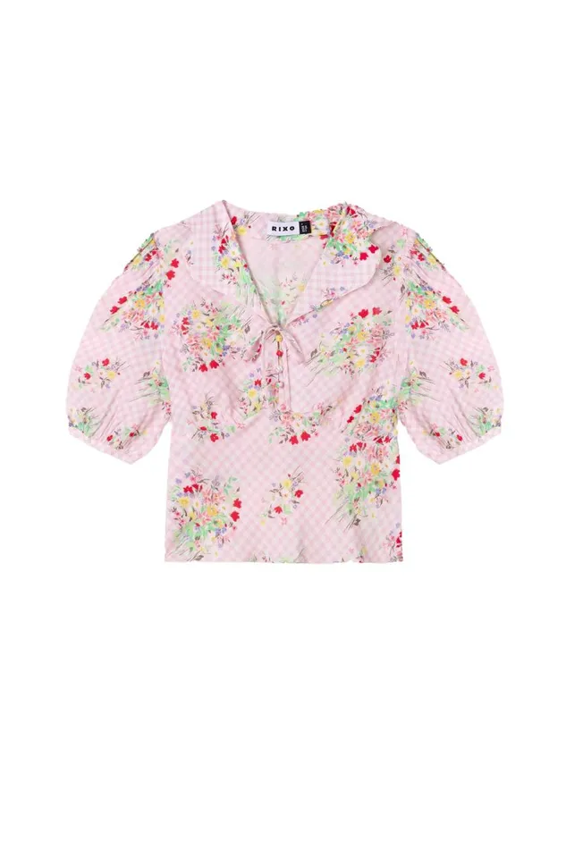 Warner Pink Check Vintage Bunch Women RIXO Tops Warner Pink Check Vintage Bunch Women RIXO Tops