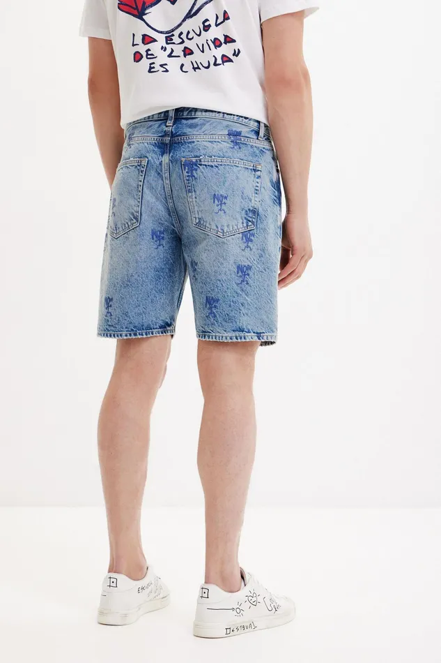 Washedeffect Denim Bermuda Shorts Mens Desigual Jeans and Pants