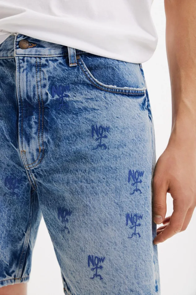 Washedeffect Denim Bermuda Shorts Mens Desigual Jeans and Pants