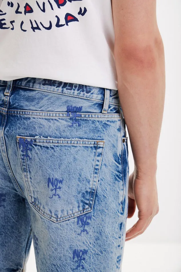 Washedeffect Denim Bermuda Shorts Mens Desigual Jeans and Pants