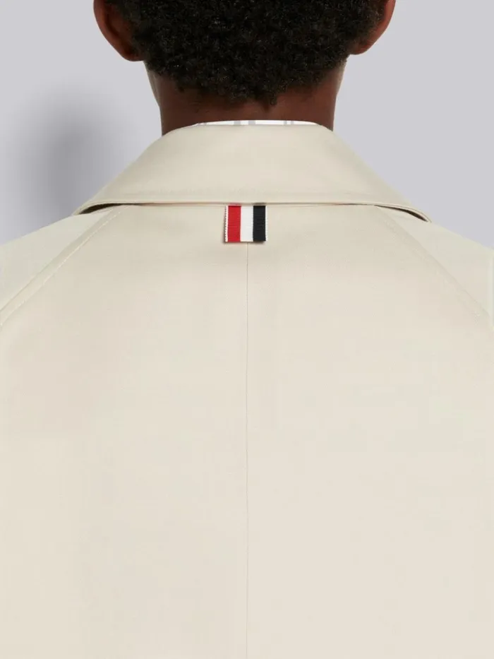 Waterproof Cotton Twill Striped Armband Cropped Car Coat Khaki Women Thom Browne Outerwear