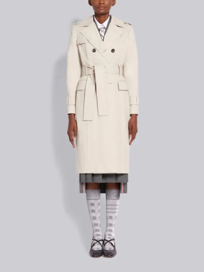 Waterproof Cotton Twill Unconstructed Belted Classic Trench Coat Khaki Women Thom Browne Outerwear Waterproof Cotton Twill Unconstructed Belted Classic Trench Coat Khaki Women Thom Browne Outerwear