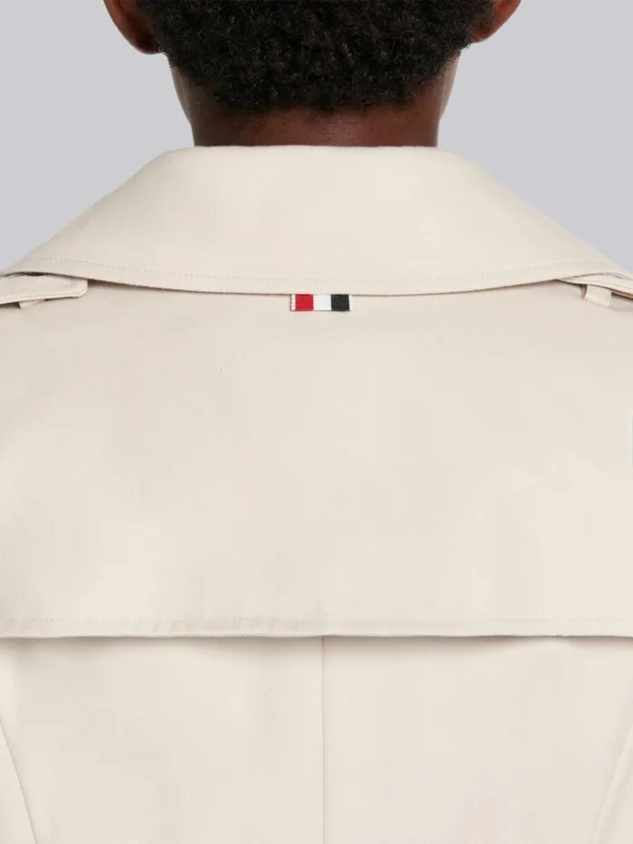Waterproof Cotton Twill Unconstructed Belted Classic Trench Coat Khaki Women Thom Browne Outerwear
