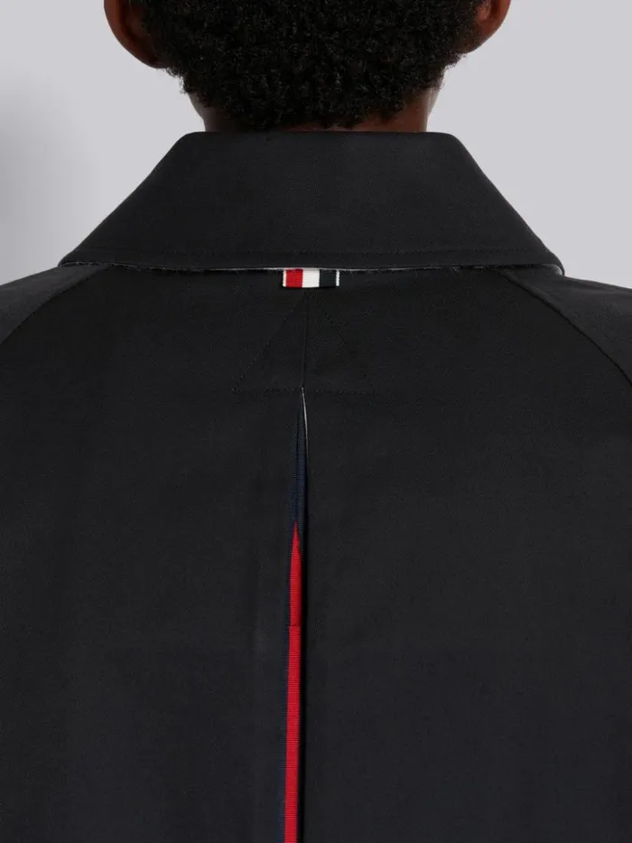 Waterproof Cotton Twill Unconstructed Box Pleat Raglan Bal Collar Overcoat Navy Women Thom Browne Outerwear