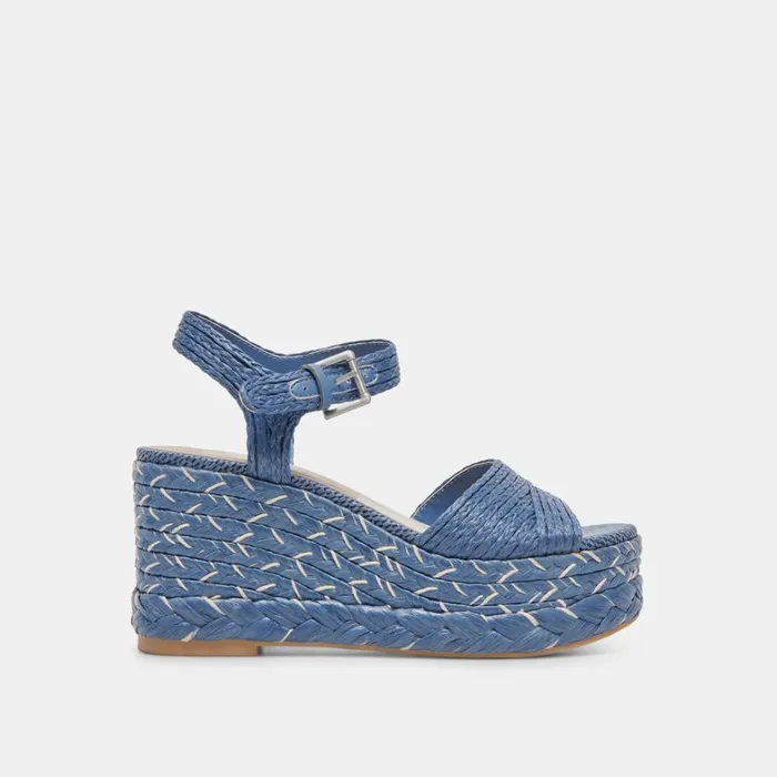 Wedges Women Dolce Vita Tiago Wedges Blue Raffia