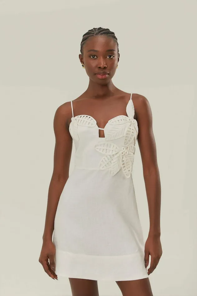 White 3D Flower Bodice Mini Dress Women FARM Rio Mini Dresses