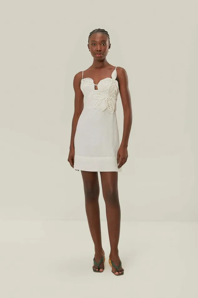 White 3D Flower Bodice Mini Dress Women FARM Rio Mini Dresses White 3D Flower Bodice Mini Dress Women FARM Rio Mini Dresses
