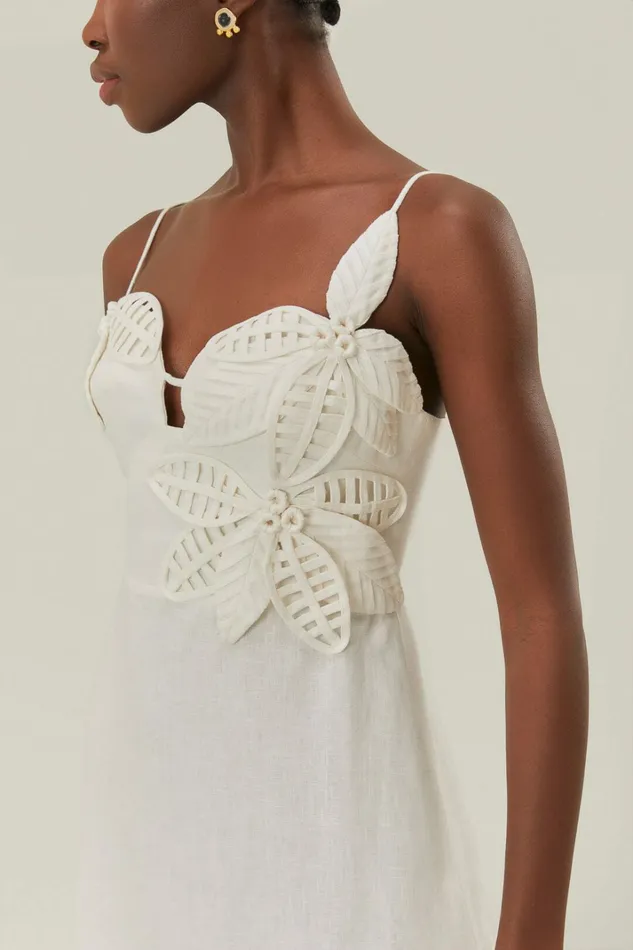 White 3D Flower Bodice Mini Dress Women FARM Rio Mini Dresses White 3D Flower Bodice Mini Dress Women FARM Rio Mini Dresses