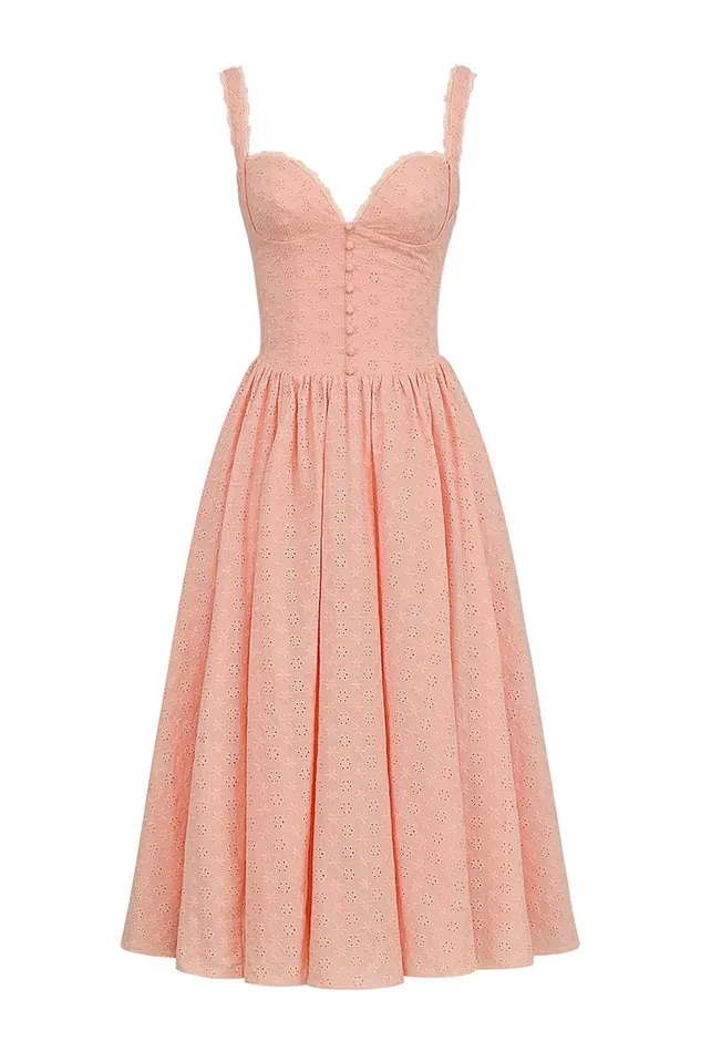 Women Adalyn Peach Broderie Anglais Midi Sundress House Of CB Dresses Women Adalyn Peach Broderie Anglais Midi Sundress House Of CB Dresses