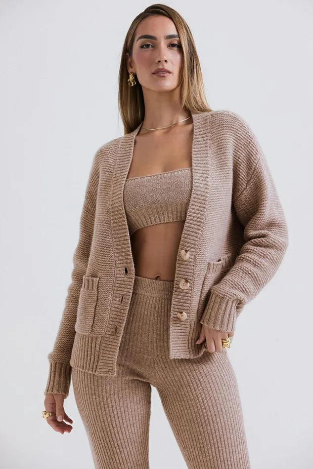 Women Alara Barley Chunky Natural Wool Cardigan House Of CB Tops Women Alara Barley Chunky Natural Wool Cardigan House Of CB Tops
