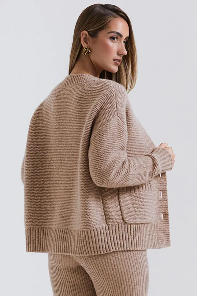 Women Alara Barley Chunky Natural Wool Cardigan House Of CB Tops Women Alara Barley Chunky Natural Wool Cardigan House Of CB Tops