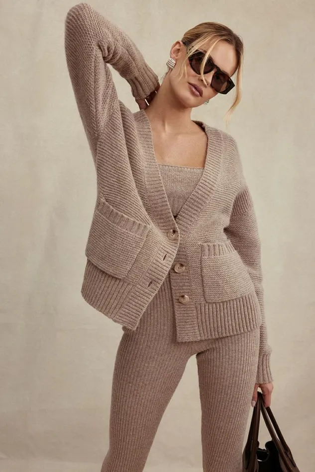 Women Alara Barley Chunky Natural Wool Cardigan House Of CB Tops Women Alara Barley Chunky Natural Wool Cardigan House Of CB Tops