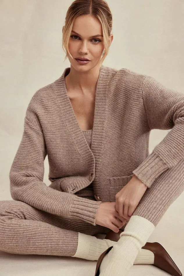Women Alara Barley Chunky Natural Wool Cardigan House Of CB Tops Women Alara Barley Chunky Natural Wool Cardigan House Of CB Tops