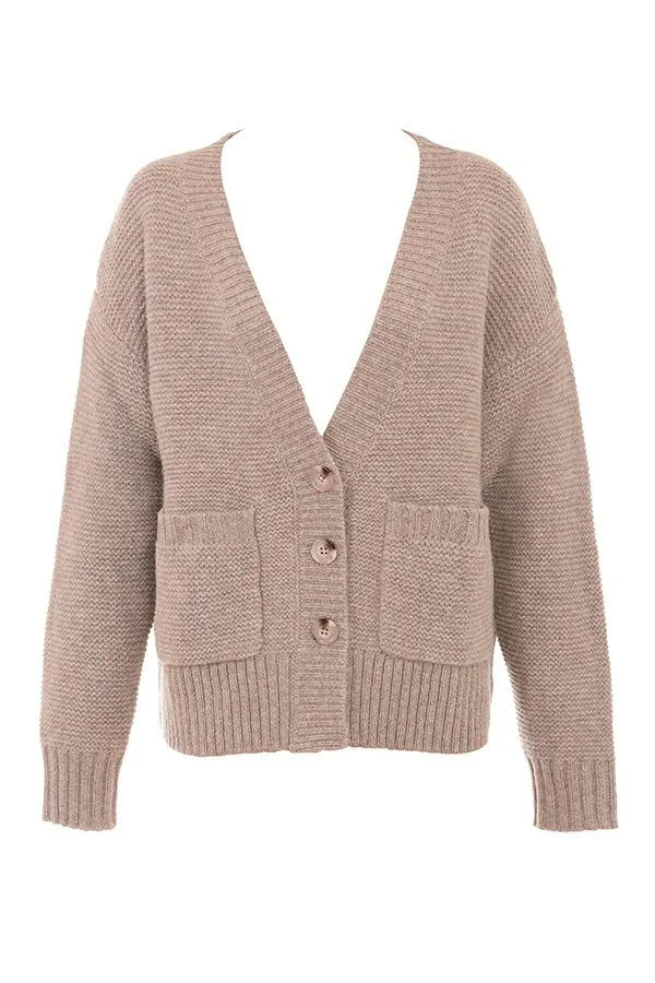 Women Alara Barley Chunky Natural Wool Cardigan House Of CB Tops Women Alara Barley Chunky Natural Wool Cardigan House Of CB Tops